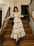 Y2k Fairycore White Graduation Dress Women Korean Style One Piece Slip Floral Dresses Vintage Long Prom Vestidos Summer