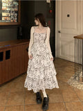 Y2k Fairycore White Graduation Dress Women Korean Style One Piece Slip Floral Dresses Vintage Long Prom Vestidos Summer