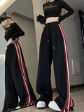 Y2k Kpop Black Baggy Sweatpants Women Hippie Streetwear Striped Oversize Wide Jogger Pants Korean Reviews Many Clothes