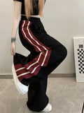 Y2k Kpop Black Baggy Sweatpants Women Hippie Streetwear Striped Oversize Wide Jogger Pants Korean Reviews Many Clothes