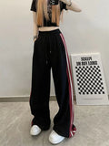 Y2k Kpop Black Baggy Sweatpants Women Hippie Streetwear Striped Oversize Wide Jogger Pants Korean Reviews Many Clothes