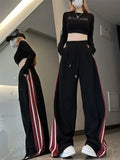 Y2k Kpop Black Baggy Sweatpants Women Hippie Streetwear Striped Oversize Wide Jogger Pants Korean Reviews Many Clothes