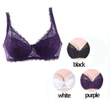 Pbong  Purple Bra Breathable Lace Lingerie Fashion Mesh Unlined Bra for Women Plus Size Underwear Adjusted Plunge Brassiere