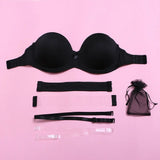 Pbong  White Bra Strapless Push Up Non-slip Lingerie Transparent Band Strap Women's Bra Plus Size For Big Breast 32-44 C D E F