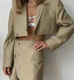 Women Blazer Clothing Two Piece Set Women Suits With Skirt Female Suit Tweed Long Sleeves Short Skirt Suits Blazer