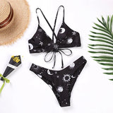 Women Bikini Set Swimsuit Women Starry Sky Moon Flower Fashion Brazilian Bathing Suit Swimwear Lady Summer Hot