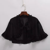 Pbong  Lolita Short Cape for JSK Dress Black White Chiffon Capes