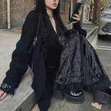 Sexy Fashion Patchwork Lace Solid Flare Pants Women Gothic Dark High Waist Loose Trousers New Street Suede Pants