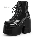 Brand New Big Size 43 Platform Gothic Cool Street Cosplay Halloween Gift Zipper Chunky High Heels Motorcycles Boots Shoes Woman