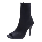 High Heels Summer Sandals Outdoor Latin Dance Shoes Female Dancer Stiletto Nylon Boots Black Sexy Jazz Training Modern Heels Hot