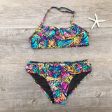 7-14 Years Girls Swimsuits 2 Pieces Bikinis Sets Printing Flower Girl Bikinis Children Swimwear Kids Bathing Suit Girl Beachwear