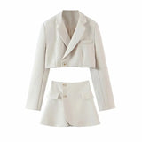 Women Blazer Clothing Two Piece Set Women Suits With Skirt Female Suit Tweed Long Sleeves Short Skirt Suits Blazer