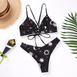 Women Bikini Set Swimsuit Women Starry Sky Moon Flower Fashion Brazilian Bathing Suit Swimwear Lady Summer Hot