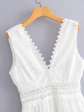 Pbong  100% Cotton Lace Mini Dress Summer Sexy Holiday Women Dress Crochet Sheer Backless Ruffle Ladies Beach Female Dresses