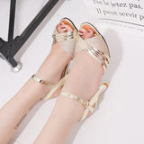 Women Sandals Summer Shoes Woman Dress Shoes Bling Weddging Shoes Silver High Heels Pumps Ladies Shoes zapatos mujer 7217