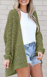 long crochet cardigan Women Cardigan Open stitch Sweater Hollow out Long Sleeve cardigan for women autumn solid outwear clothes