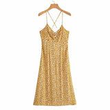Pbong  Floral Printed Strappy Dress Sleeveless Summer Holiday Women Midi Dress Spaghetti Strap Sexy Ruffles Ladies Dresses
