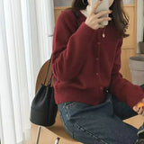 Sweater Cardigan Women Single Breasted Long Sleeve Elegant Vintage Jumper Solid Wool Knitted Autumn Winter Outwear X452