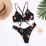Women Bikini Set Swimsuit Women Starry Sky Moon Flower Fashion Brazilian Bathing Suit Swimwear Lady Summer Hot