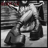 Brand New Big Size 43 Platform Gothic Cool Street Cosplay Halloween Gift Zipper Chunky High Heels Motorcycles Boots Shoes Woman