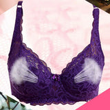 Pbong  Purple Bra Breathable Lace Lingerie Fashion Mesh Unlined Bra for Women Plus Size Underwear Adjusted Plunge Brassiere