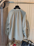 Womens Tops and Blouses Causal Puff Sleeve O-neck Causal Shirts Spring New Korean Solid