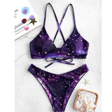 Women Bikini Set Swimsuit Women Starry Sky Moon Flower Fashion Brazilian Bathing Suit Swimwear Lady Summer Hot