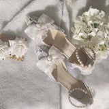 Pphmm Sweet Girls Elegant Ladies Lolita Style Kawaii Tea Party Cute Anime Loli Shoes Women Sandals Feminine High Heel Pearl Rhinestone