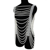 Handmade Pearl Body Chain Sexy Dress