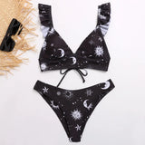 Women Bikini Set Swimsuit Women Starry Sky Moon Flower Fashion Brazilian Bathing Suit Swimwear Lady Summer Hot