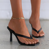 Stylish Women's Heel Flip Flops Black High Heels White Sandals Women Mules Slippers Ladies Summer Shoes 36-42 Calzado Mujer