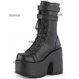 Brand New Big Size 43 Platform Gothic Cool Street Cosplay Halloween Gift Zipper Chunky High Heels Motorcycles Boots Shoes Woman