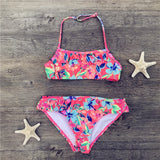 7-14 Years Girls Swimsuits 2 Pieces Bikinis Sets Printing Flower Girl Bikinis Children Swimwear Kids Bathing Suit Girl Beachwear