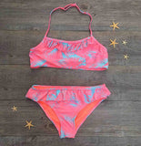 7-14 Years Girls Swimsuits 2 Pieces Bikinis Sets Printing Flower Girl Bikinis Children Swimwear Kids Bathing Suit Girl Beachwear