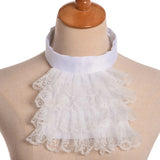 Pbong  Detachable Ruffled Lace Jabot Vintage Victorian Fake Collar Exotic Cosplay False Neck Choker Clubwear Steampunk Collar