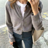 Sweater Cardigan Women Single Breasted Long Sleeve Elegant Vintage Jumper Solid Wool Knitted Autumn Winter Outwear X452