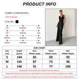 Draped V-Neck Classy Evening Long Dress Women Black Satin Formal Dress Sleeveless Floor-Length Sexy Bodycon Dresses