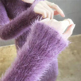Women's Winter Clothing Imitation Mink Wool Thick Warm Turtleneck Sweater Dress Sheath Bodycon Dresses For Women Casual