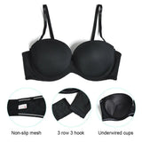 Pbong  Strapless Bra Padded Push Up Women Bra Solid Cotton Bras Convertible Multiway Brassiere Non-slip Gather Wedding bra