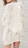 long crochet cardigan Women Cardigan Open stitch Sweater Hollow out Long Sleeve cardigan for women autumn solid outwear clothes
