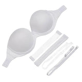 Pbong  White Bra Strapless Push Up Non-slip Lingerie Transparent Band Strap Women's Bra Plus Size For Big Breast 32-44 C D E F