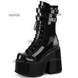 Brand New Big Size 43 Platform Gothic Cool Street Cosplay Halloween Gift Zipper Chunky High Heels Motorcycles Boots Shoes Woman