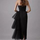 New Bandage Dress Sexy Bodycon Women Mesh Strapless Party Club Evening Elegant Black White Clothes