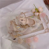 Lolita High Heels Stiletto Sexy Women Shoes French Style Anime Cosplay Ladies Mesh Bowknot Pumps Party Evening Pointed-toe Shoes