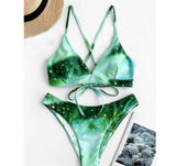 Women Bikini Set Swimsuit Women Starry Sky Moon Flower Fashion Brazilian Bathing Suit Swimwear Lady Summer Hot