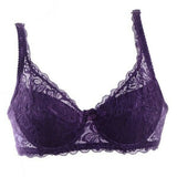 Pbong  Purple Bra Breathable Lace Lingerie Fashion Mesh Unlined Bra for Women Plus Size Underwear Adjusted Plunge Brassiere