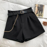 New Casual Comfortable Elegant Wild Shorts With Belt Women's Woolen Shorts Autumn Winter Slim Wide Leg A-line Shorts