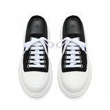 Chunky Sneakers White Lolita Shoes Woman's Slippers Platform High Heels Thick Soled Canvas Casual Women's Loafers Slip-ons