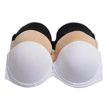 Pbong  White Bra Strapless Push Up Non-slip Lingerie Transparent Band Strap Women's Bra Plus Size For Big Breast 32-44 C D E F