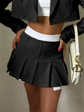 New Mini Skirt For Women Cute High Waist Fashion Y2K Skirts Set Casual Streetwear Womens Bottom Black Pleated Skirts